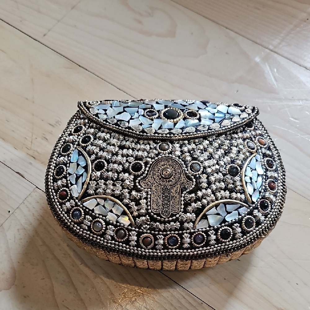 Embellished Silver and Gold Clutch
